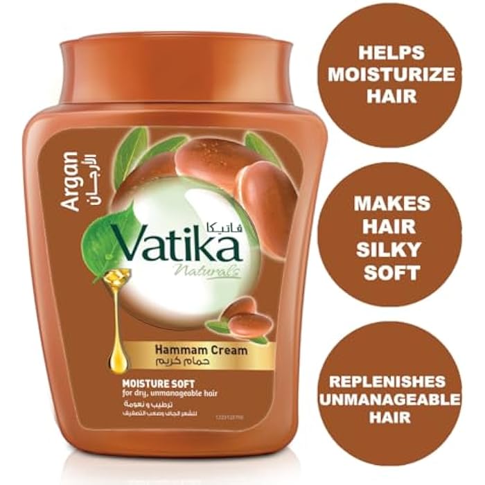Vatika Naturals Moisture Soft Hammam Cream (900g) | Natural Extracts of Argan | Promotes Volume and Thick Hair Nourishment | For Men & Women - Image 4